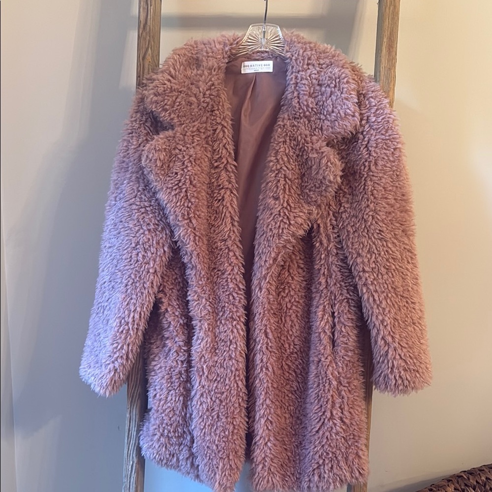 Bershka Teddy Jacket Pink Plush Cozy